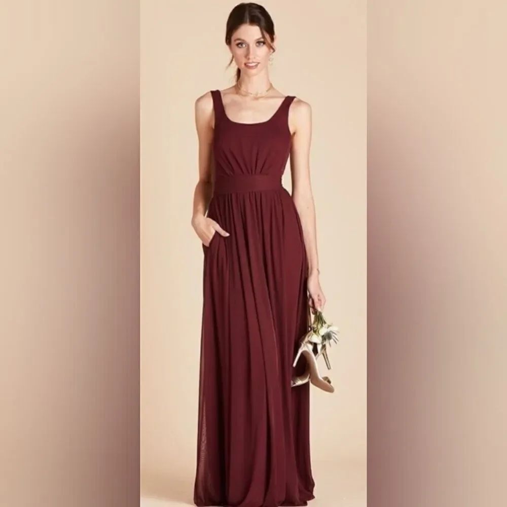 BIRDY GREY Jan Scoop Neck Column Gown In Cabernet NWT Size XS